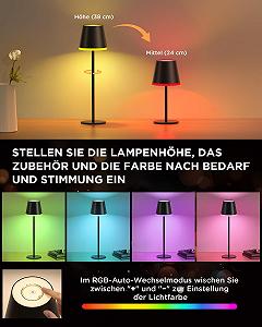 Світлодіодна настільна лампа VIWAVE акумуляторна USB 5200 mAh, регульована висота, RGB, IP54, алюмінієва synthetic.ua - Фото 1