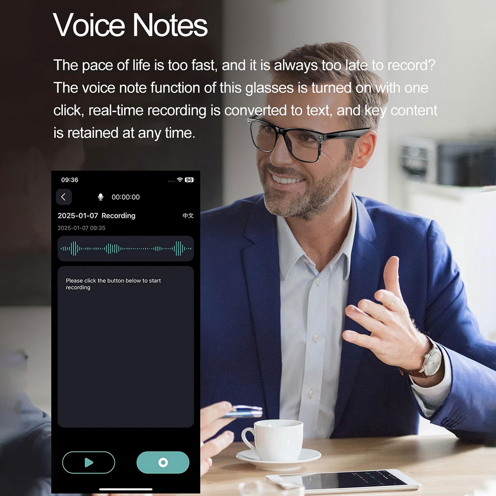 Розумні окуляри для перекладу AI Bluetooth для чоловіків і жінок, 163 мови, у реальному часі, фото №5 Розумні окуляри для перекладу AI Bluetooth для чоловіків і жінок, 163 мови, у реальному часі, фото №5