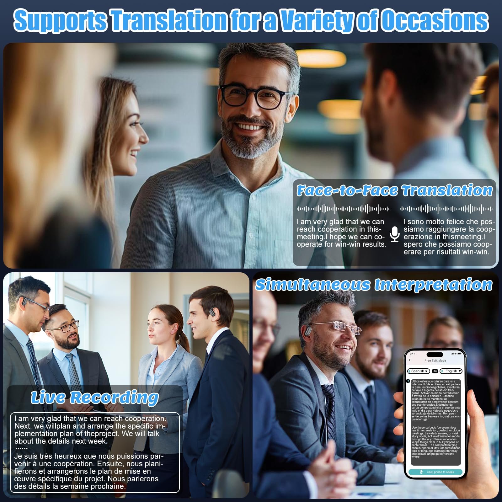 Навушники-перекладачі OBEST AI, бездротові Bluetooth, фото №4