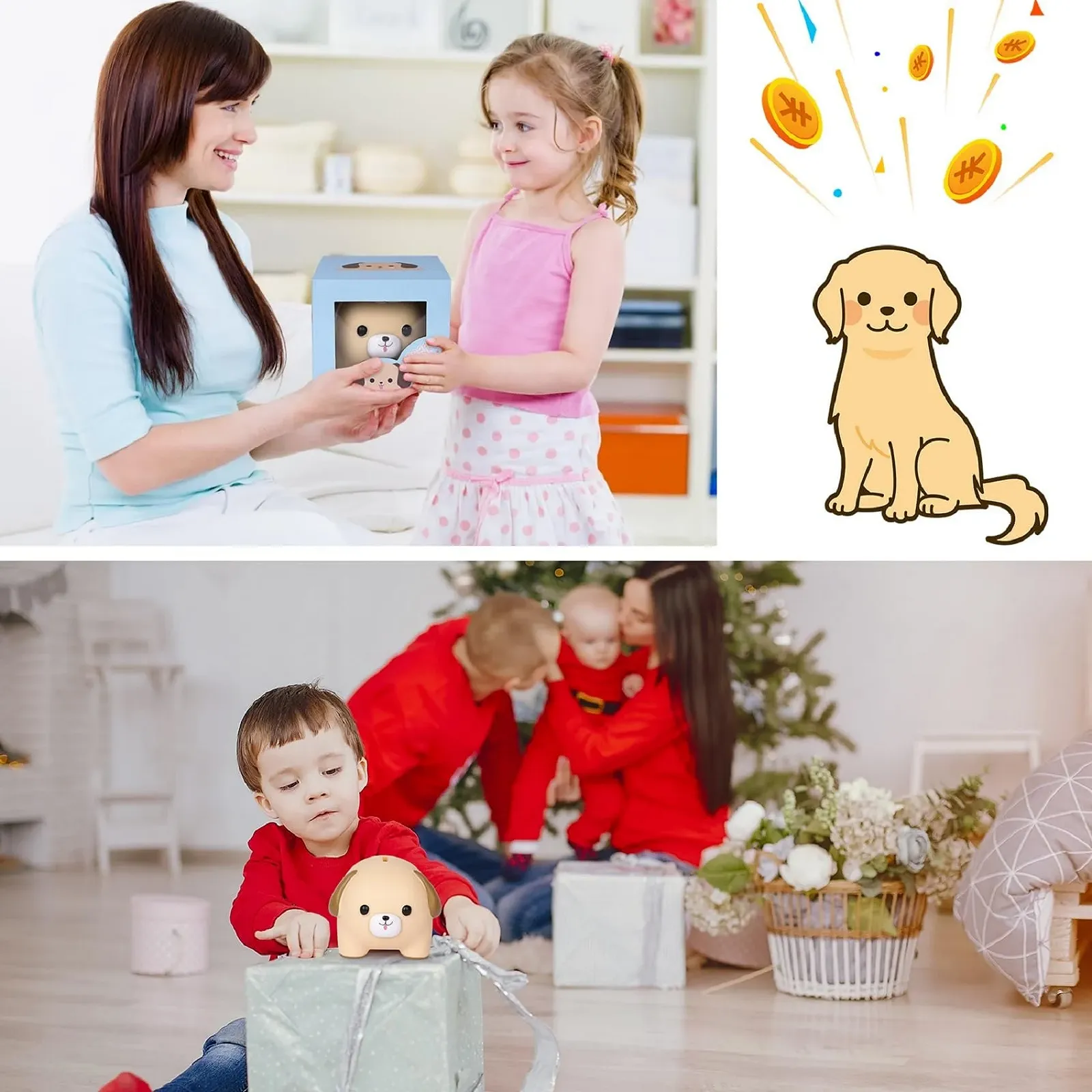 Скарбничка Собака пластикова небитка Коричневий, фото №2