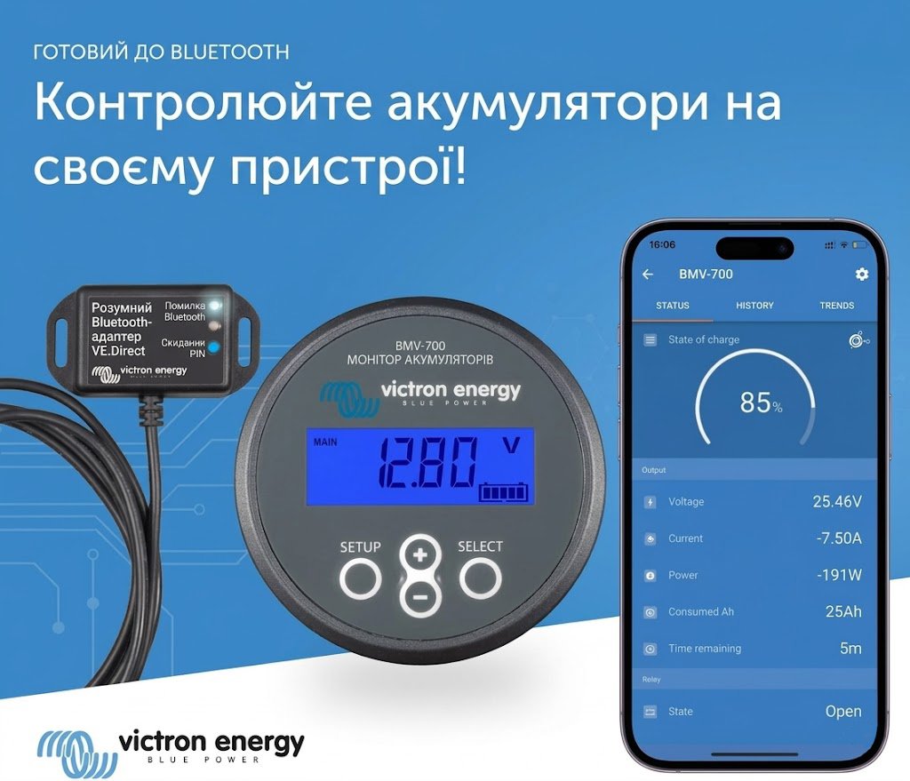 Монітор акумулятора Victron Energy BMV-700H із захищеним шунтом / Сірий, фото №5