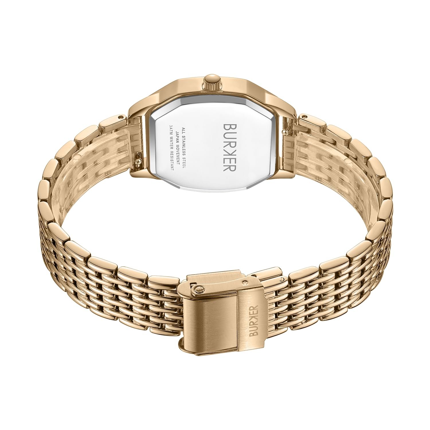 Женские часы BURKER Julia Шестиугольный корпус Женские часы Звеньевой браслет Нержавеющая сталь Аналоговый Кварц 3 ATM Водонепроницаемый - 32 мм - Золотой Черный, фото №7