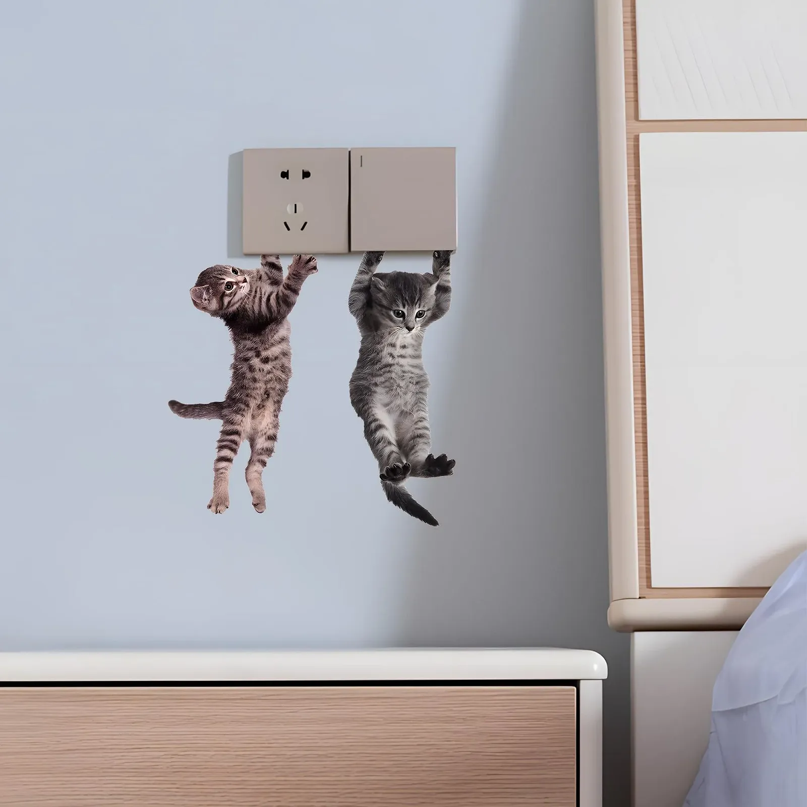 Настінна наклейка 3 кішки, що стрибають Імітація тигрової кішки Знімна, фото №5