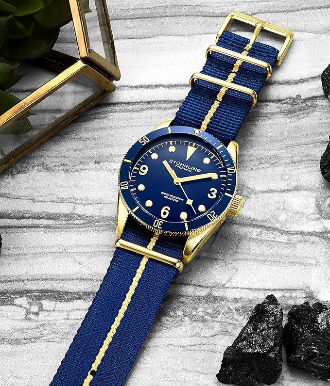 Годинник Stuhrling Original Diving Men's Sports Waterproof до 100 м Nylon Analogue з Японським Кварцовим Механізмом, фото №4