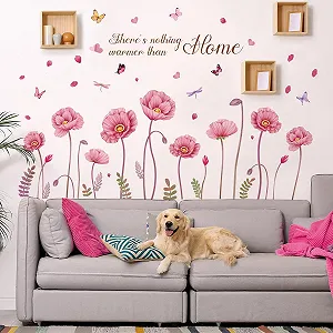 Наклейка на стіну SHUCHING Рожеві квіти та метелики Рожевий - Фото 1