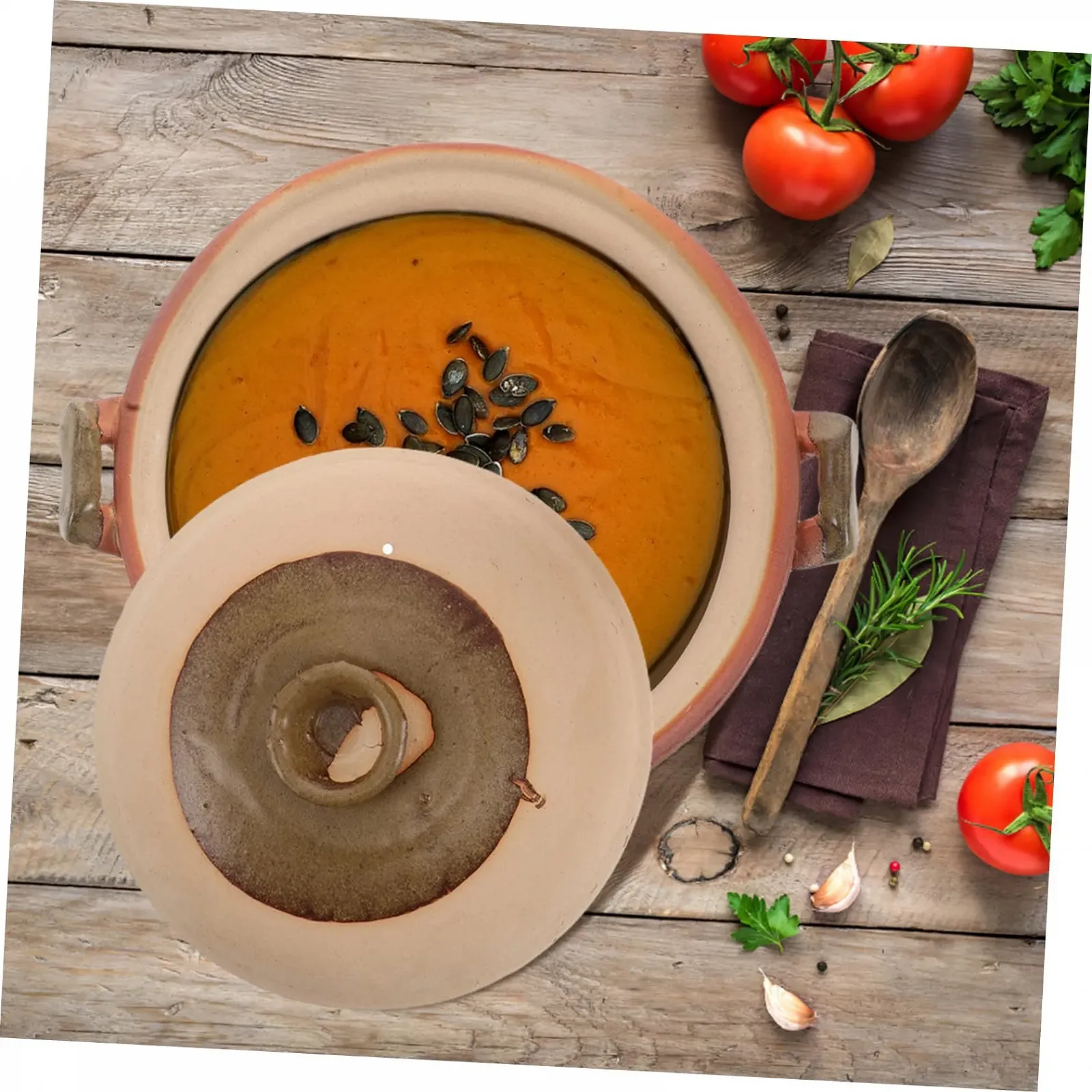 Кастрюля TIDTALEO Terracotta с ручкой глиняная, фото №7