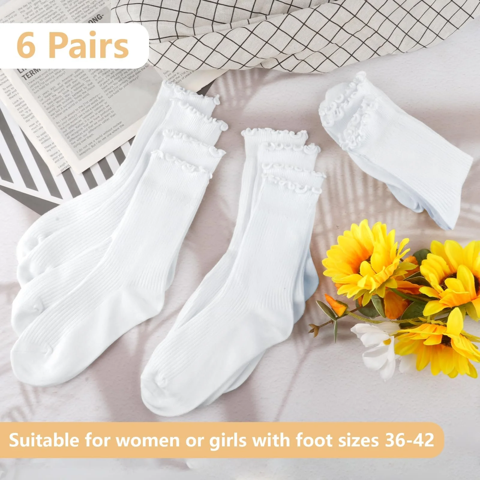 Носки с рюшами Хлопковые 6 пар 36-42, фото №2