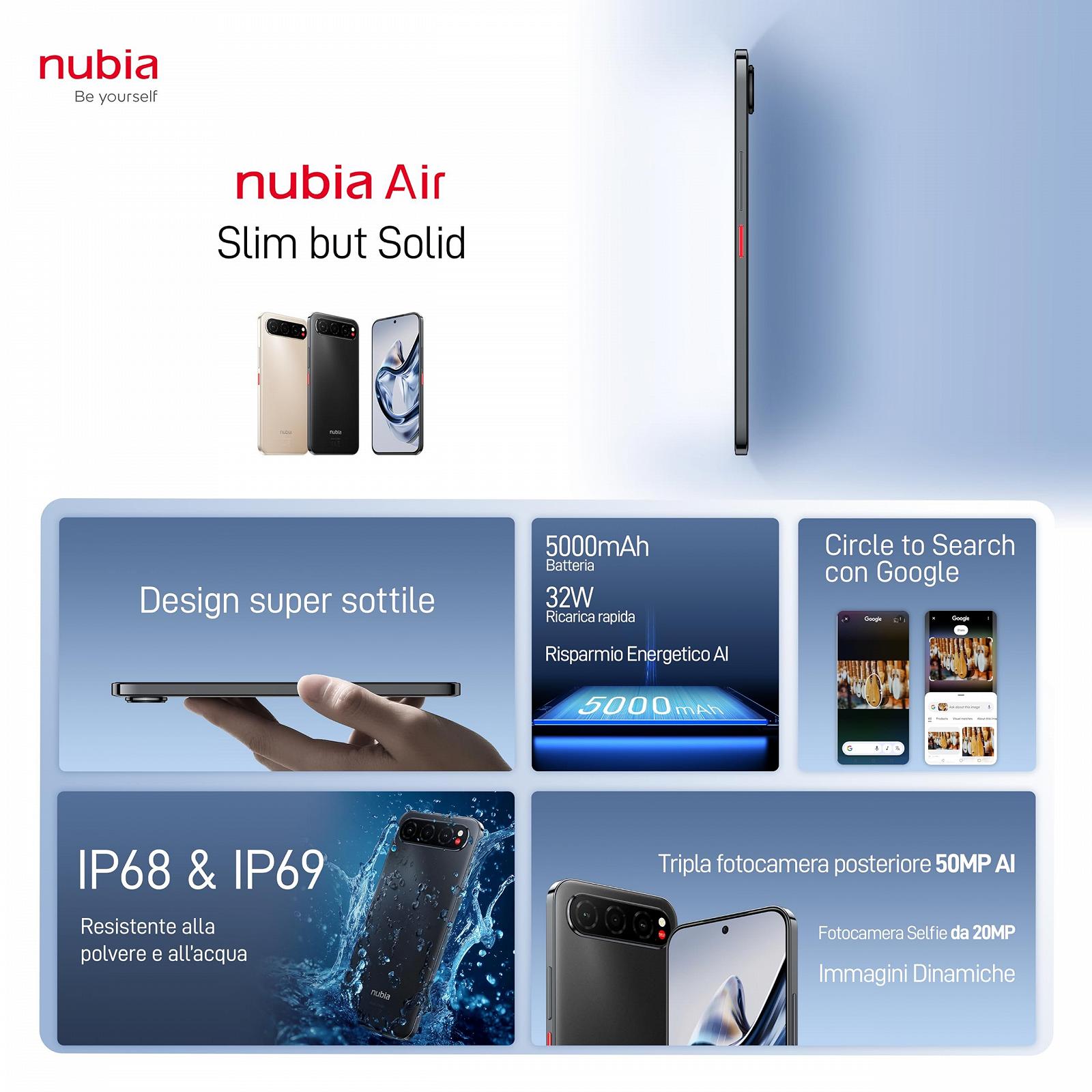 Смартфон nubia AIR 5G 6.78" 1.5K AMOLED 8GB RAM 256GB ROM 50MP 5000mAh 33W Black, фото №8