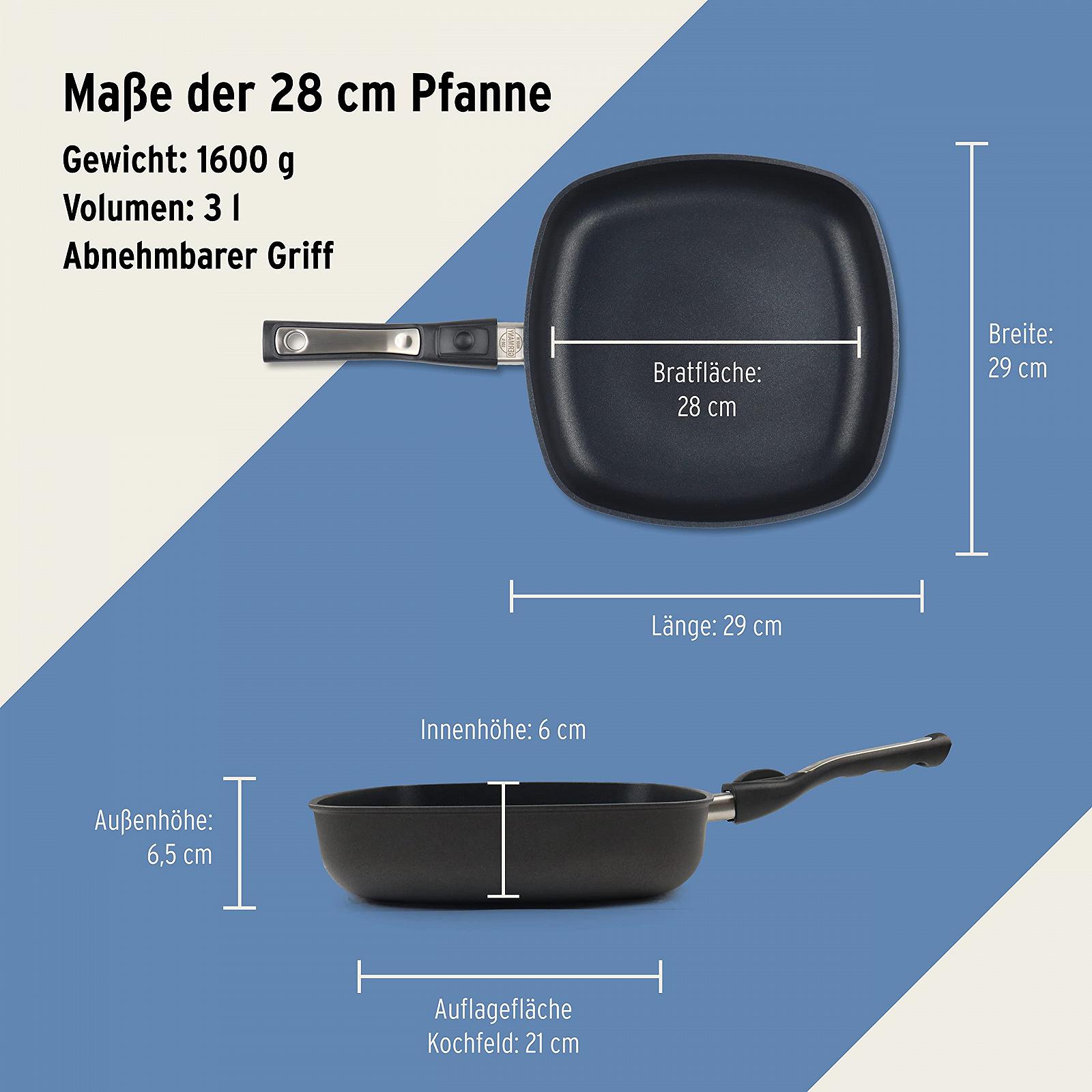 Сковорода Square Форма Индукционная 28 x 28 см Съемная ручка, фото №3 Сковорода Square Форма Индукционная 28 x 28 см Съемная ручка, фото №3