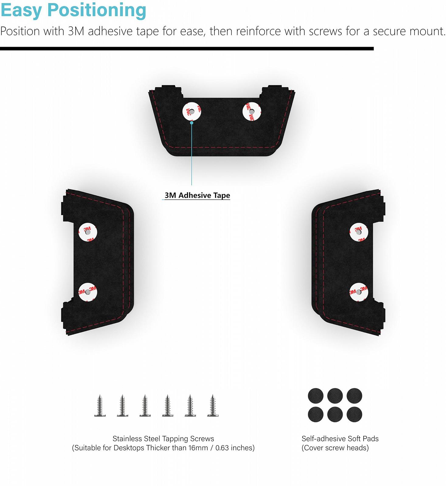 Держатель для ноутбука под стол Металлический кронштейн для крепления под стол Совместим с Apple MacBook Pro, маршрутизатором, DVD-проигрывателем и другим, фото №5