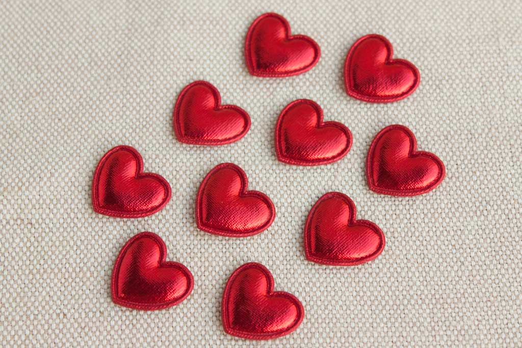 Набор патчей для декора Лентомания сердечки тканевые 20*15 мм красные 2 шт PTCH2015RD, фото №1