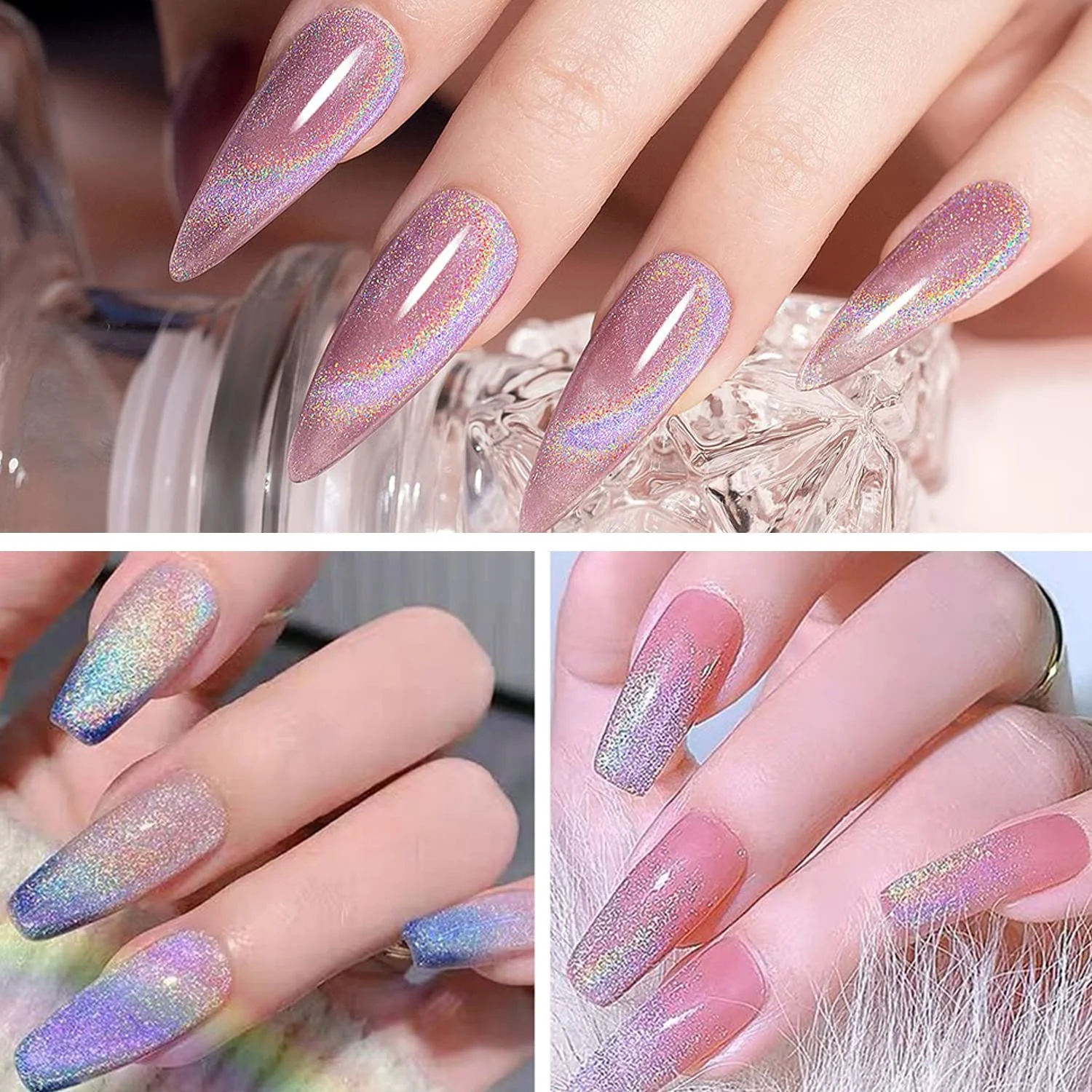 Гель-лак Vishine 16 мл 9D Котяче око сріблястий, фото №5