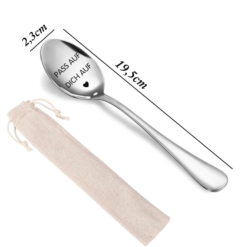 Ложка з нержавіючої сталі з гравіюванням Pass Auf Dich Auf, фото №2 Ложка з нержавіючої сталі з гравіюванням Pass Auf Dich Auf, фото №2