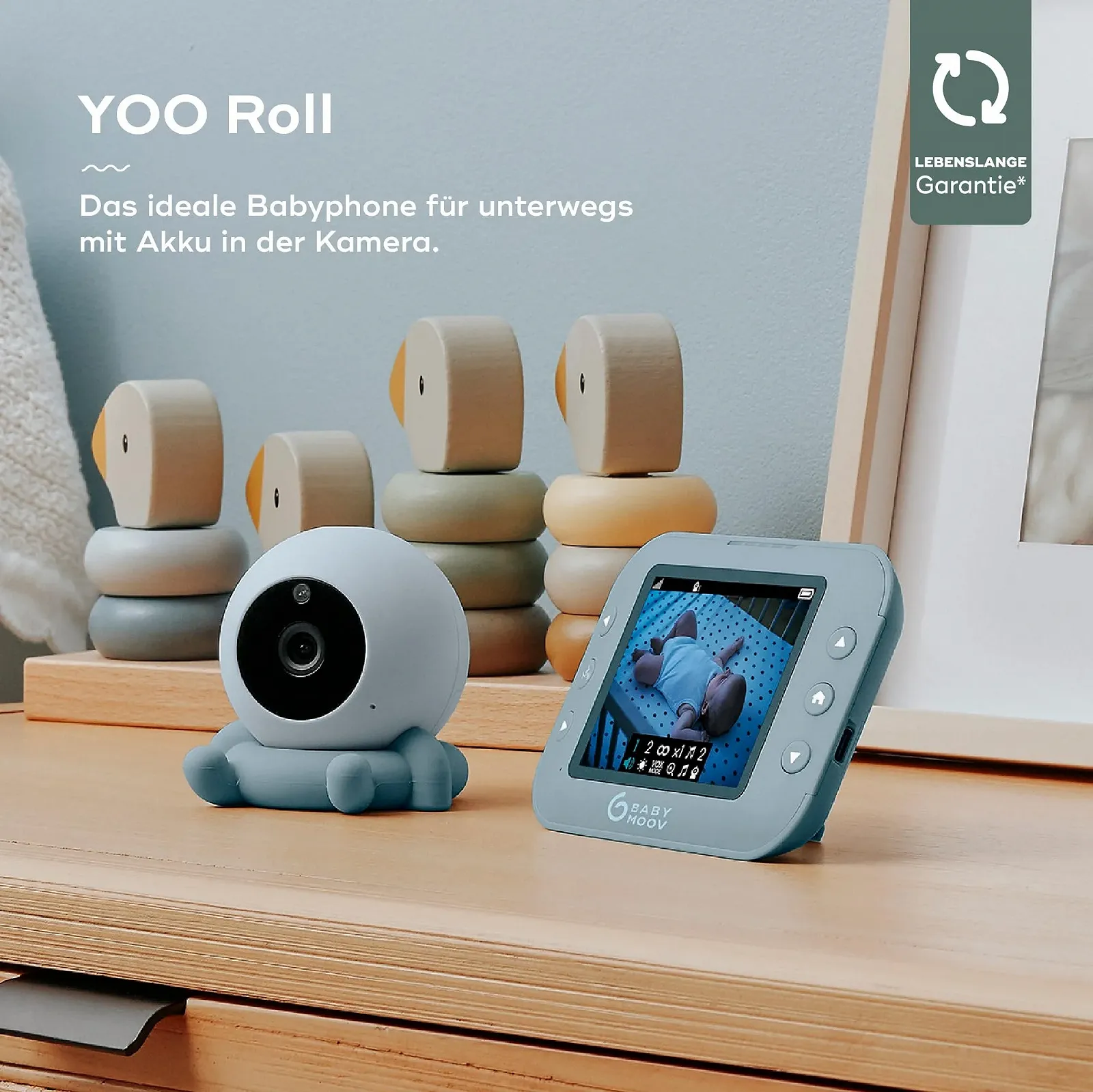 Відеоняня Babymoov YOO ROLL, екран 3,5 дюйми, дальність 300 м, нічне бачення, фото №2 Відеоняня Babymoov YOO ROLL, екран 3,5 дюйми, дальність 300 м, нічне бачення, фото №2