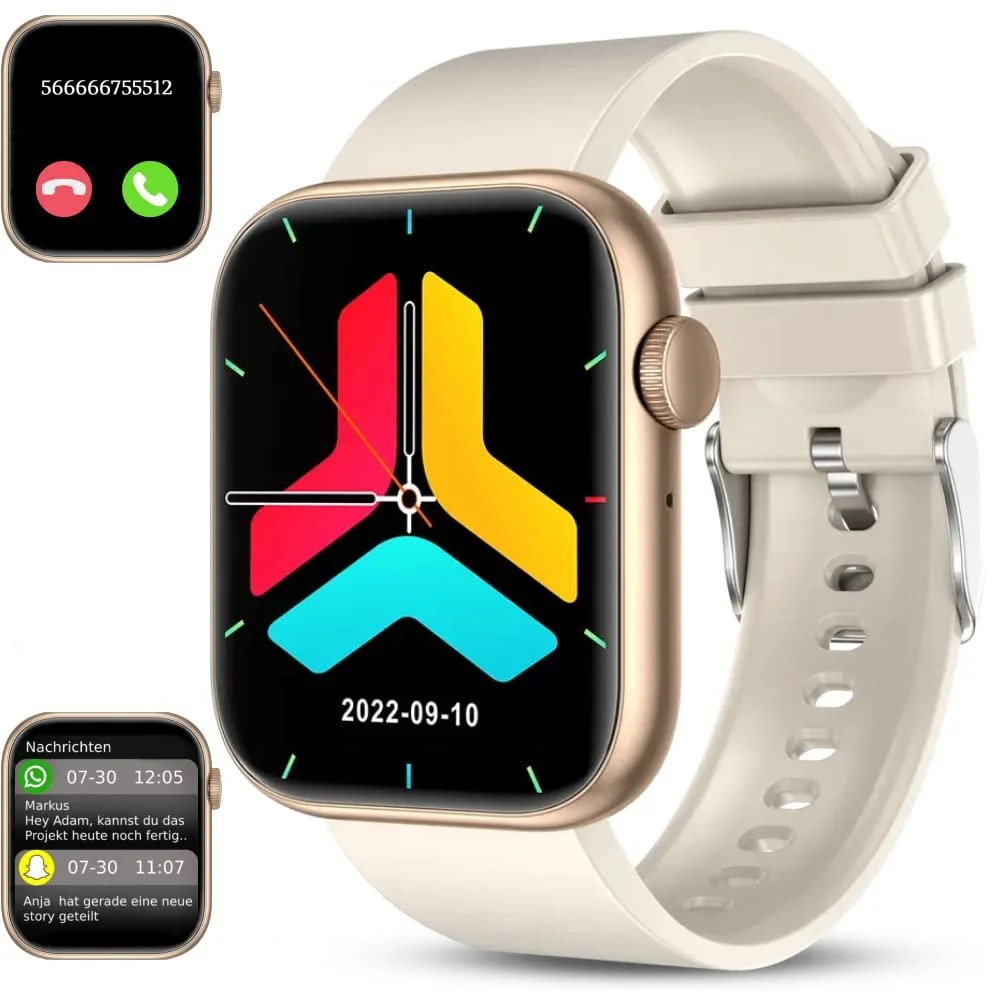 Смарт-часы Deunis X7 1,96 дюйма, бежевое золото, фото №1 Смарт-часы Deunis X7 1,96 дюйма, бежевое золото, фото №1