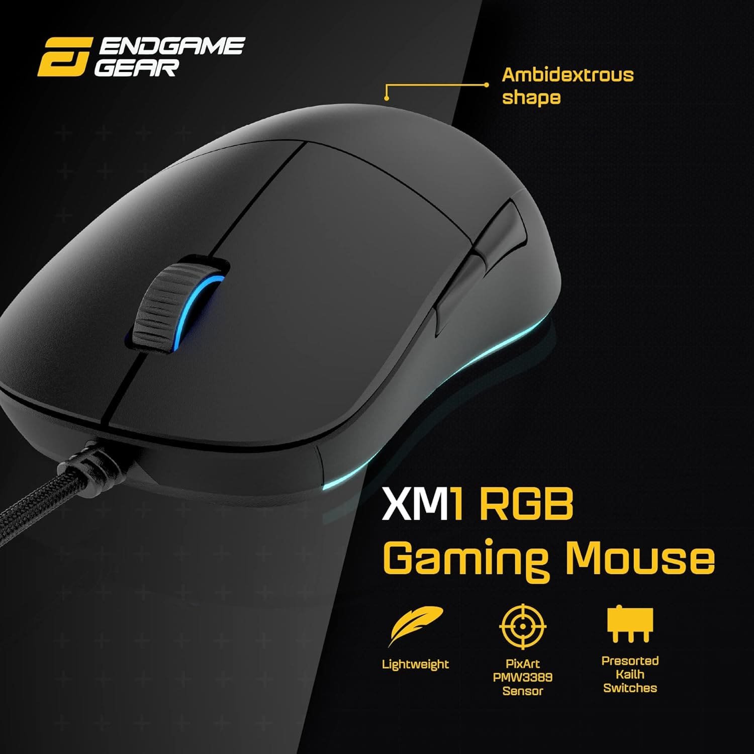Проводная игровая мышь Endgame Gear XM1 RGB / 16 000 DPI / 5 кнопок / Черный, фото №2 Проводная игровая мышь Endgame Gear XM1 RGB / 16 000 DPI / 5 кнопок / Черный, фото №2