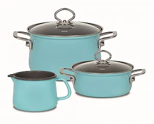 Набор посуды Riess 3 предмета 12/16/20 см Crystal Blue индукционный - Фото 1