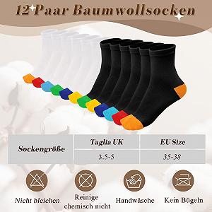 Носки Женские Хлопковые 12 пар Белый и Черный synthetic.ua - Фото 1