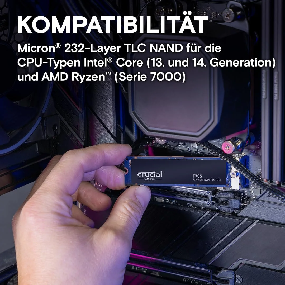 SSD-накопитель Crucial T705 2TB PCIe Gen5 NVMe M.2 Internal Gaming SSD CT2000T705SSD3, фото №6 SSD-накопитель Crucial T705 2TB PCIe Gen5 NVMe M.2 Internal Gaming SSD CT2000T705SSD3, фото №6