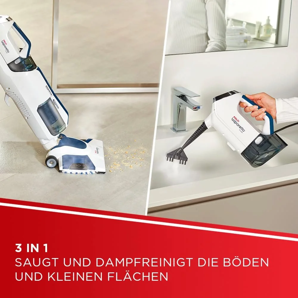 Пароочисник-пилосос POLTI Vaporetto 3 Clean_Blue 1800 Вт 5 кг White/Blue 14 аксесуарів Squishy, фото №2