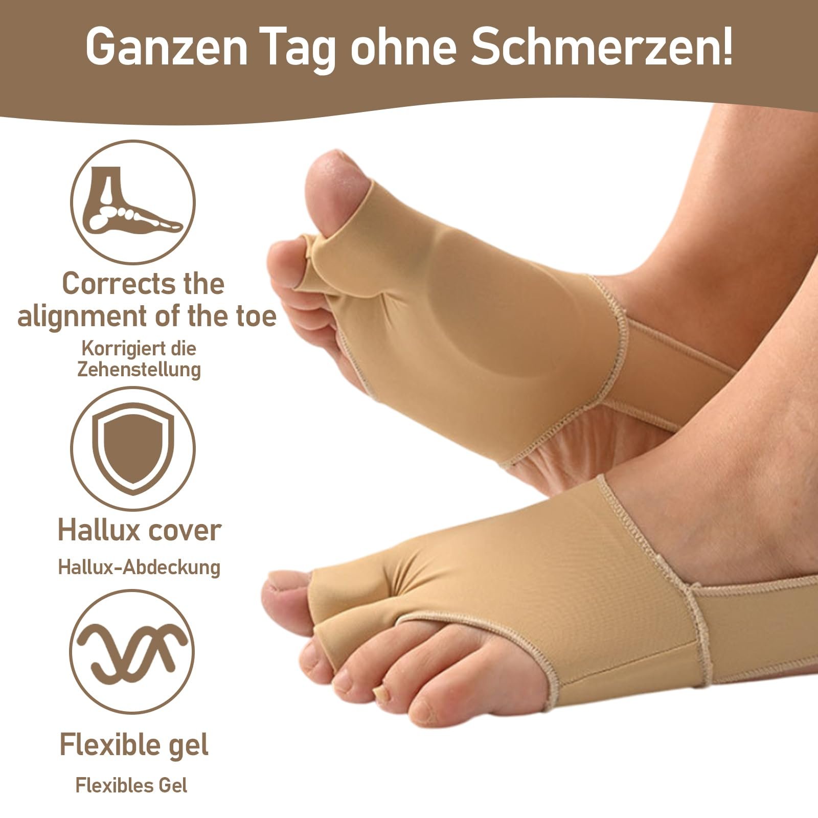 Пов'язка Hallux Valgus 2 пари, Зручна та дихаюча корекція Hallux Valgus, Ергономічний дизайн адаптується до стопи, Унісекс, фото №2