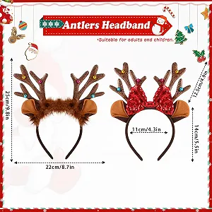 Різдвяний обруч з блискітками з вушками та рогами synthetic.ua - Фото 1