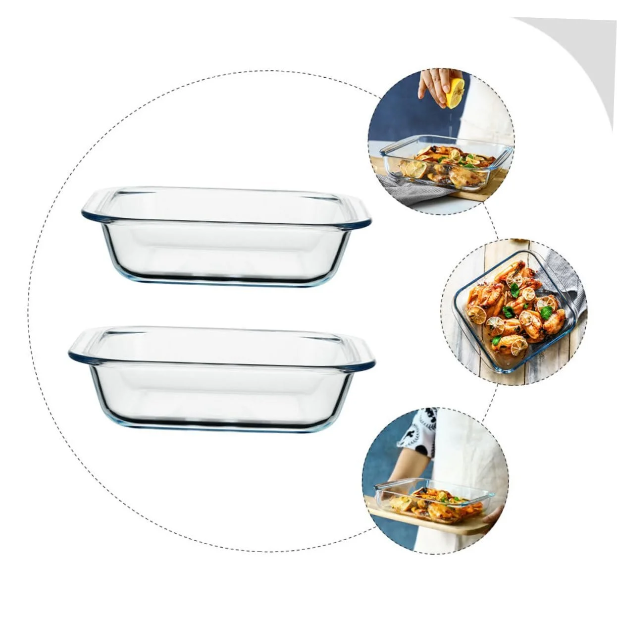Набор стеклянных форм для запекания Amosfun 2 шт., квадратные, для пиццы и риса, термостойкие, фото №5