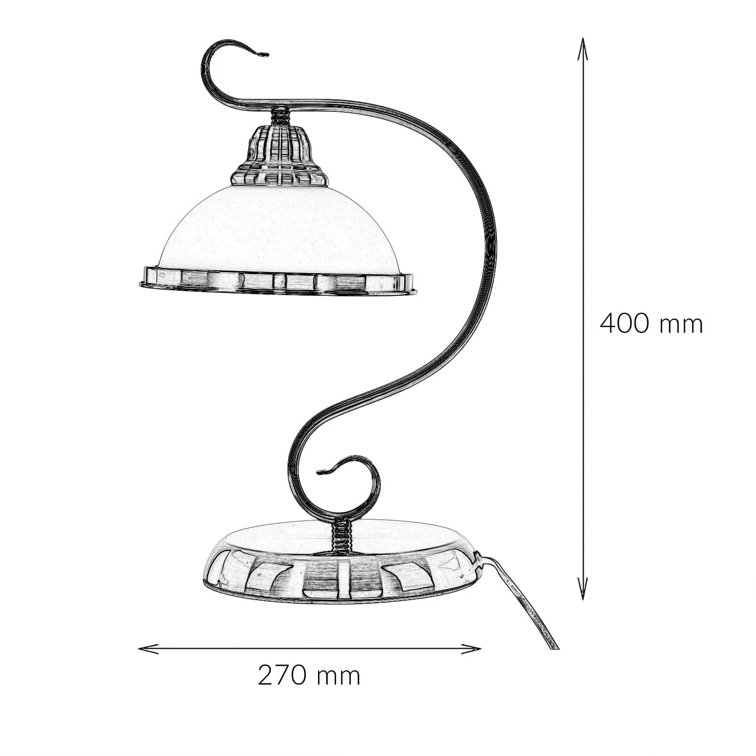 Настільна лампа Licht-Erlebnisse Art Nouveau E27 Скляний плафон Антична бронза з кабельним вимикачем 40 см, фото №8