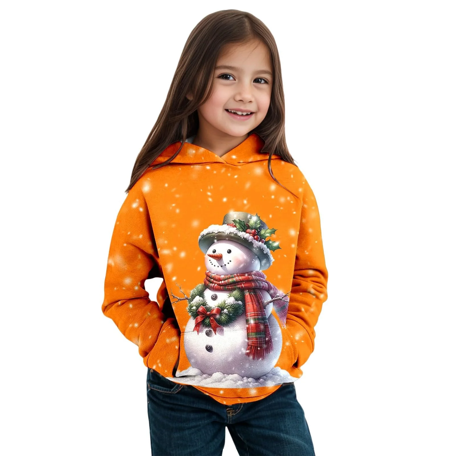 Худи для девочки Снеговик, длинный рукав, фото №1