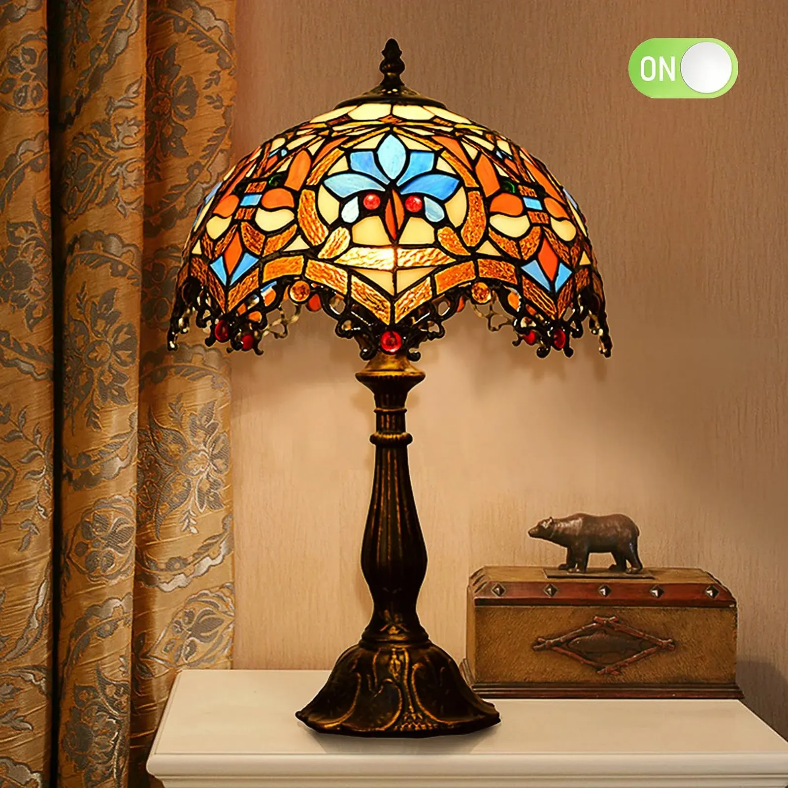 Настільна лампа Kinbolas Tiffany Style Art Nouveau E27 30 см / 12 дюймів, фото №2