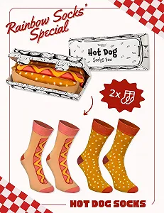 Носки Rainbow Socks Hot Dog Socks Box с рисунком хот-дога - 2 пары synthetic.ua - Фото 1