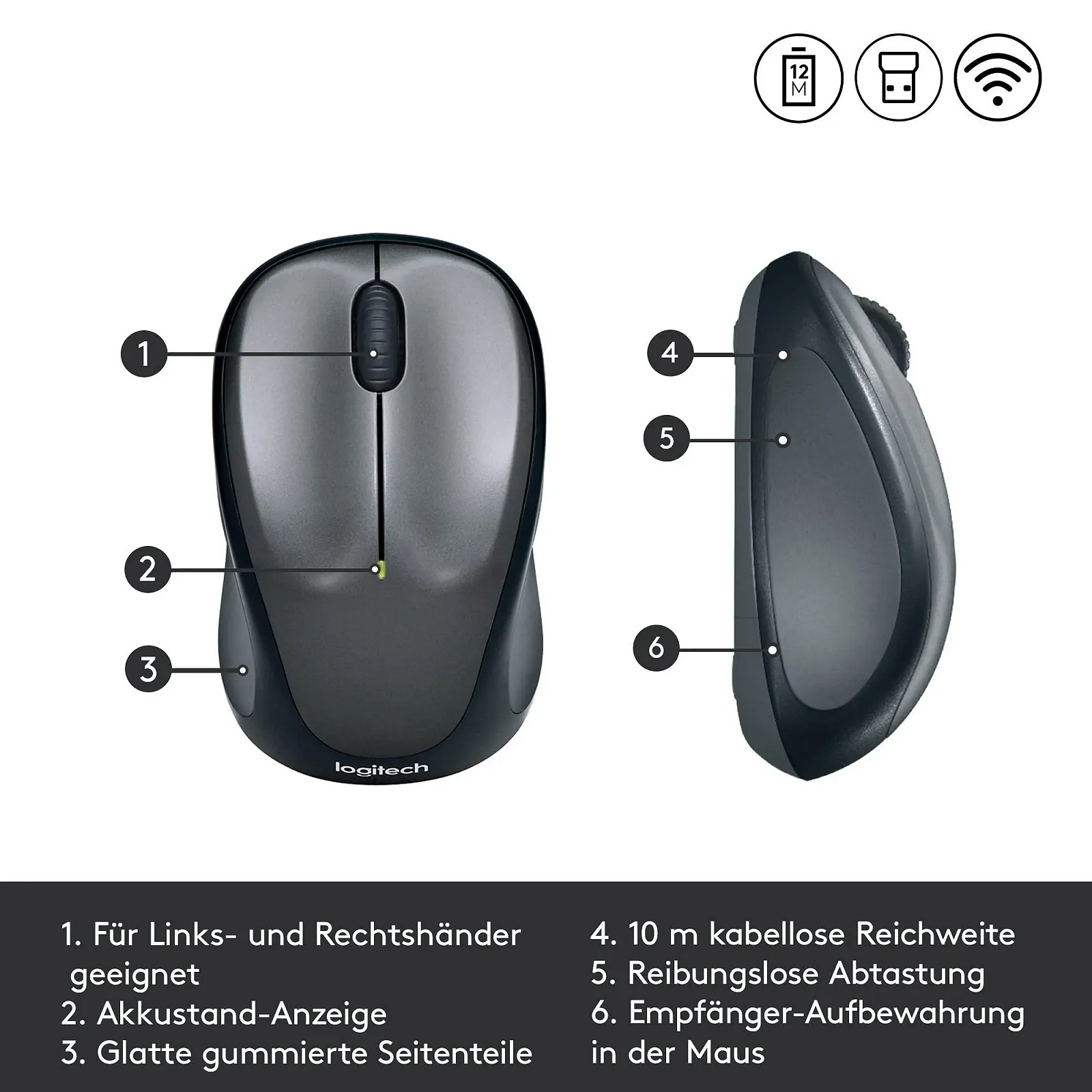 Миша Logitech M235 Оптична Бездротова Червона, фото №6 Миша Logitech M235 Оптична Бездротова Червона, фото №6