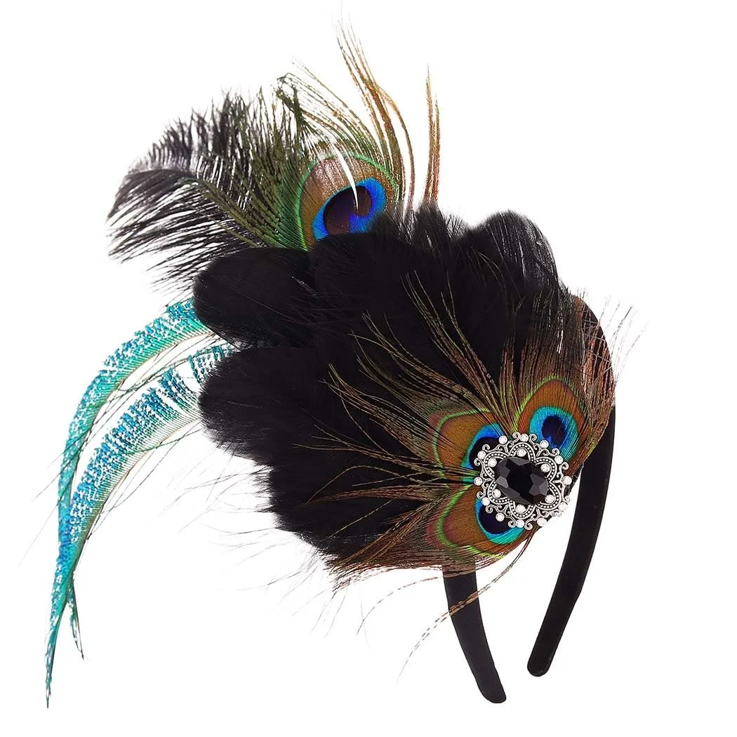 Обруч на голову Reaky в стилі бохо з пір'ям, фото №1