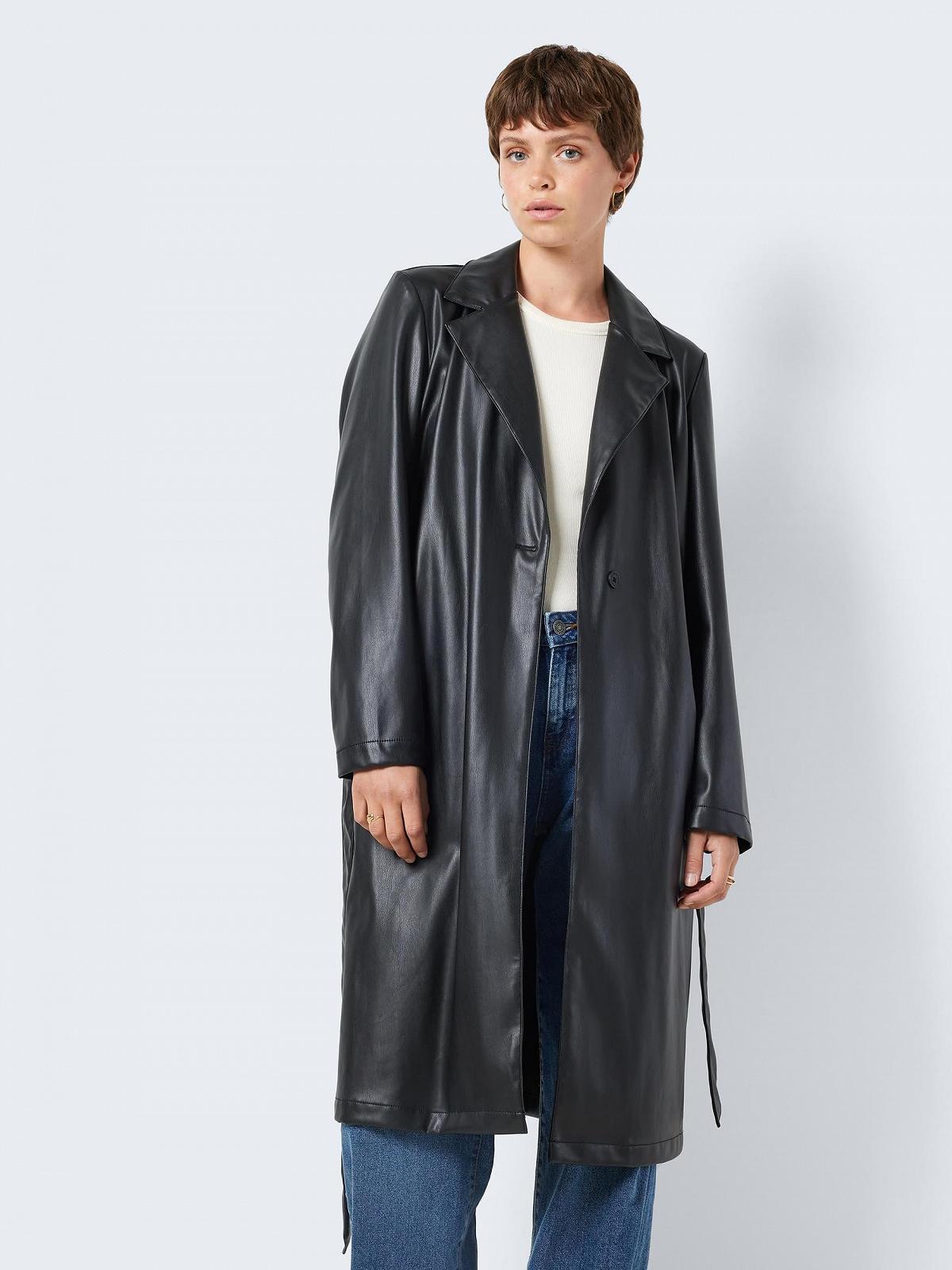 Пальто Noisy may NMCORA зі штучної шкіри, з довгими рукавами, поясом на талії, фото №2