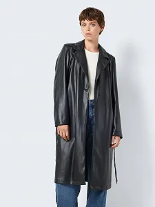 Пальто Noisy may NMCORA из искусственной кожи, с длинными рукавами, поясом на талии synthetic.ua - Фото 1