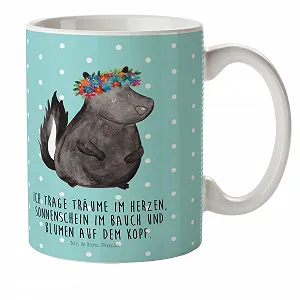 Дитяча чашка Mr. & Mrs. Panda Скунс Дівчинка з квітами Пластикова чашка - Фото 1