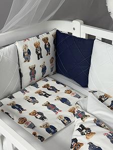 Комплект для новонародженого з бортиками подушками Happy синій synthetic.ua - Фото 1