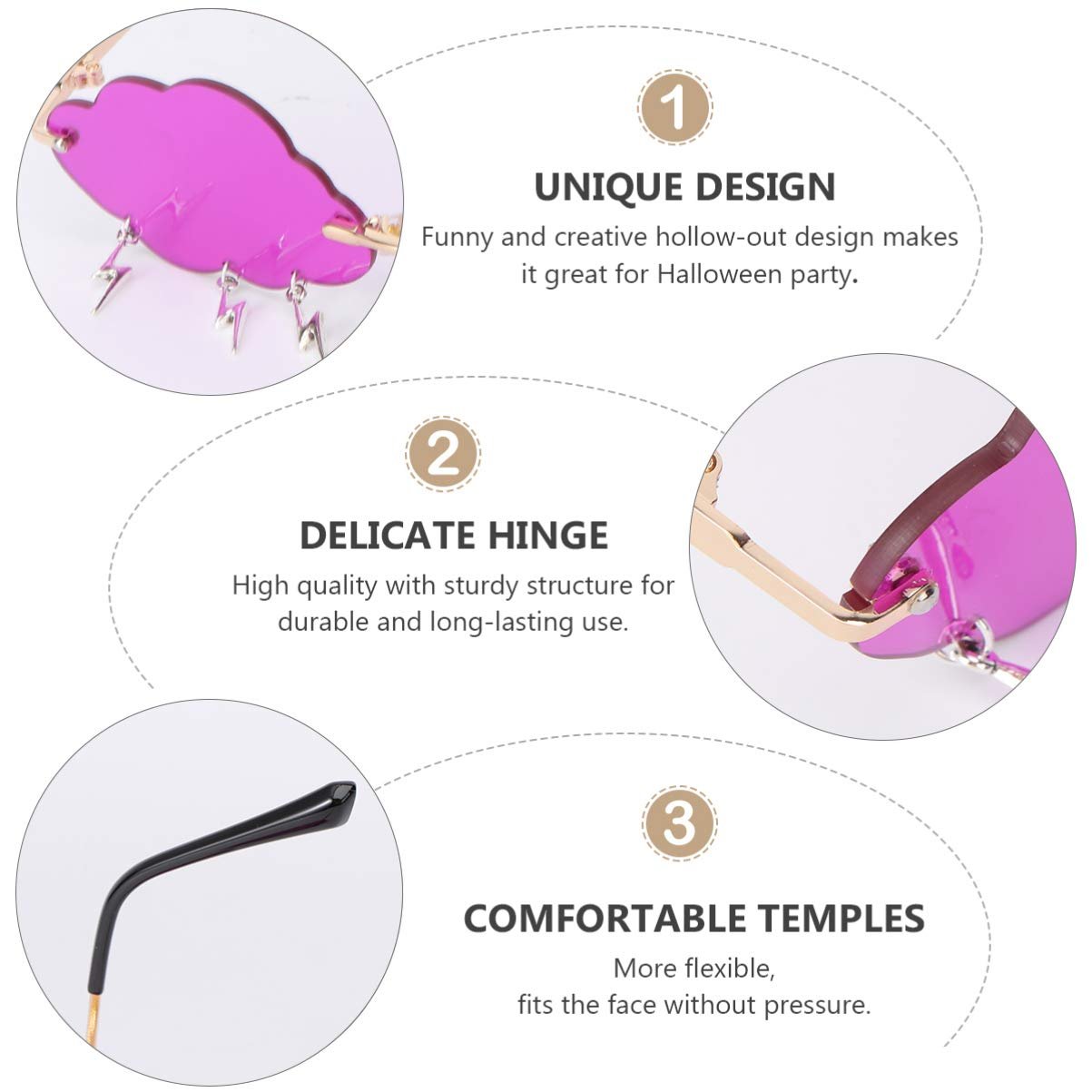 Сонцезахисні окуляри Wolke Без оправи Вінтажні, фото №5