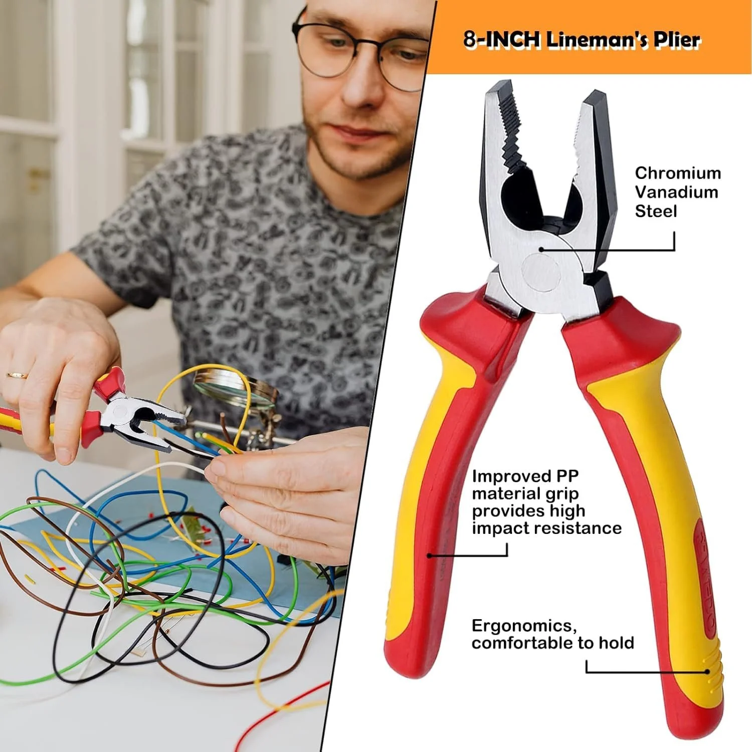 Плоскогубцы комбинированные WEDO VDE 1000 V, 150 мм, хромированная ванадиевая сталь, фото №6