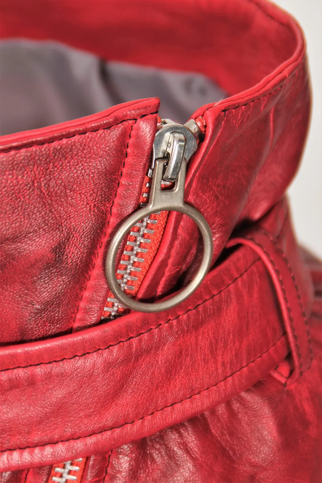 Шкіряна Спідниця Be Noble зі шкіри Червона з блискавками, фото №8