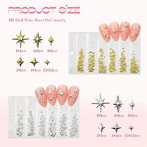 Украшения для ногтей звёздочки Lilbitty, 400 шт., 3D, золото и серебро synthetic.ua - Фото 1