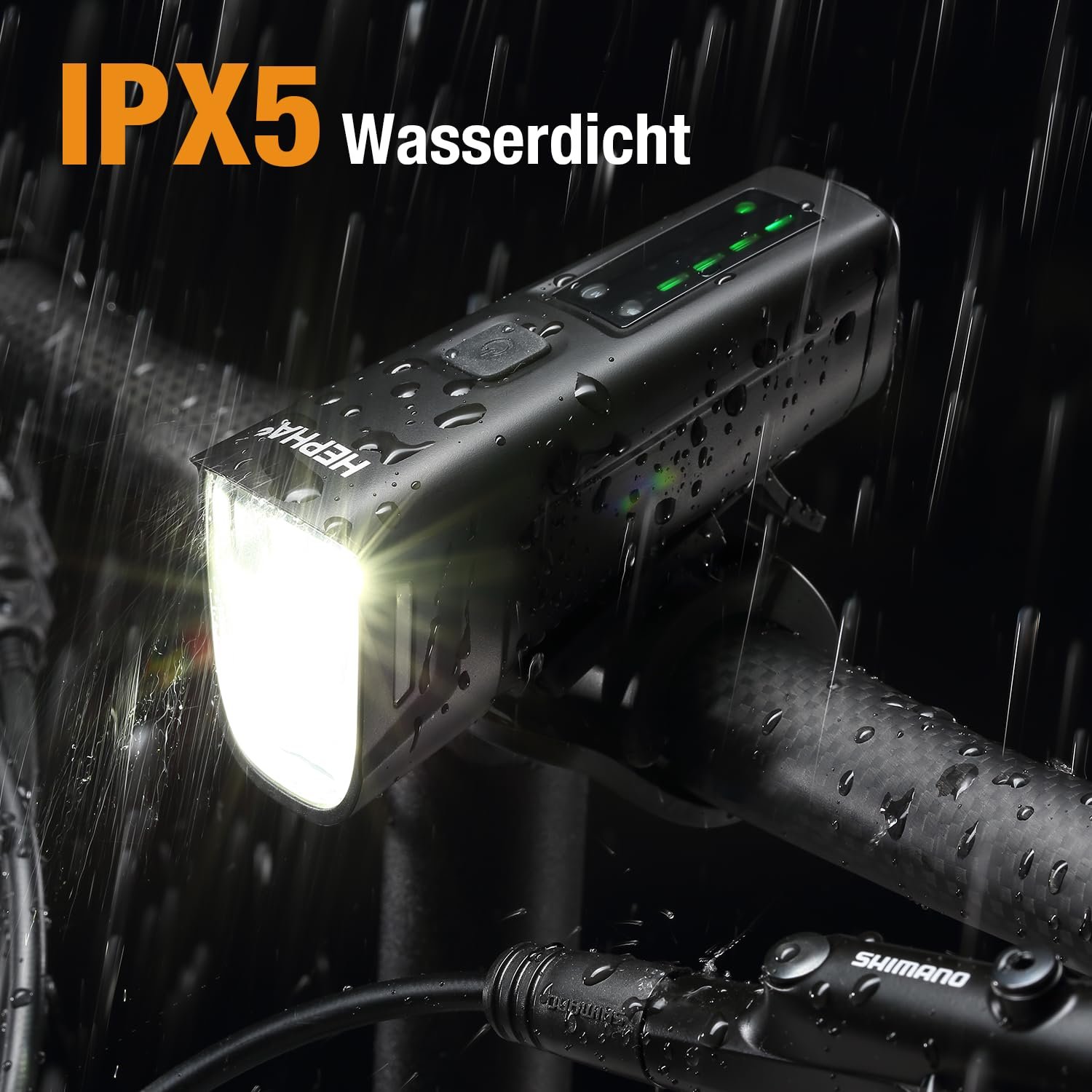 Фара HEPHA Передняя 100 люкс OSRAM LED, IPX5 водонепроницаемая, USB перезаряжаемая, Четыре режима, фото №5