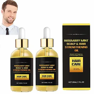 Масло Розмарина для Волос, Масло для Роста Волос, Эфирное Масло для Роста Волос, Сыворотка для Роста Волос, Средство для Роста Волос для Мужчин, Питает Кожу Головы и Способствует Более Густому Росту, 2 Штуки - Фото 1