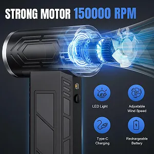 Електричний повітродувка  та пилосос 2 в 1 150 000 RPM Cordless LED Flashlight synthetic.ua - Фото 1
