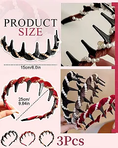 Обруч для волос 3 шт с жемчугом synthetic.ua - Фото 1