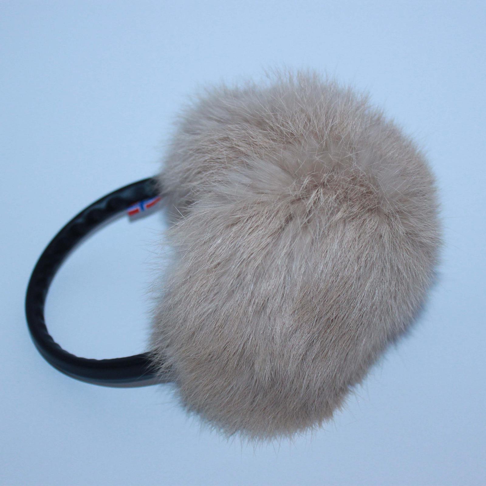 Меховые наушники SnowyWin Натуральный Мех Кролика Бежевый 010755, фото №6