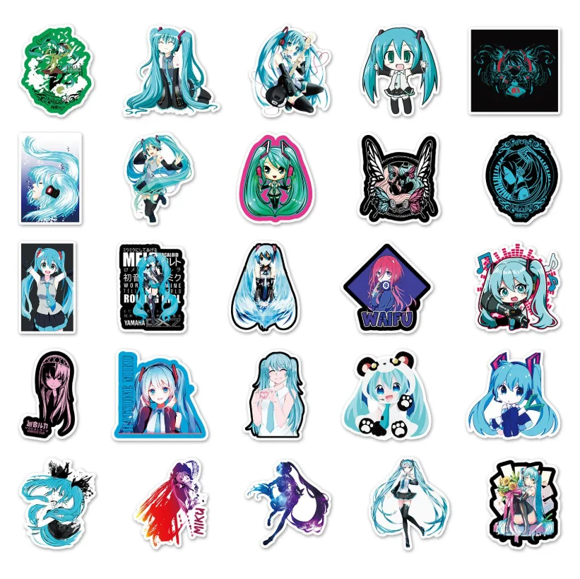 Стикеры Хатсуне Мику Хацунэ Hatsune Miku стикерпак наклейки набор наклейок 50 шт, фото №7