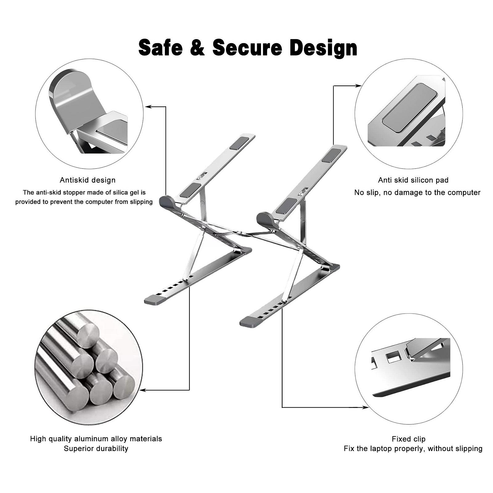 Підставка для ноутбука THREE COLOUR DOGFISH, алюмінієвий сплав, 7 + 9 рівнів регулювання висоти, складана, з сумкою для зберігання, фото №2