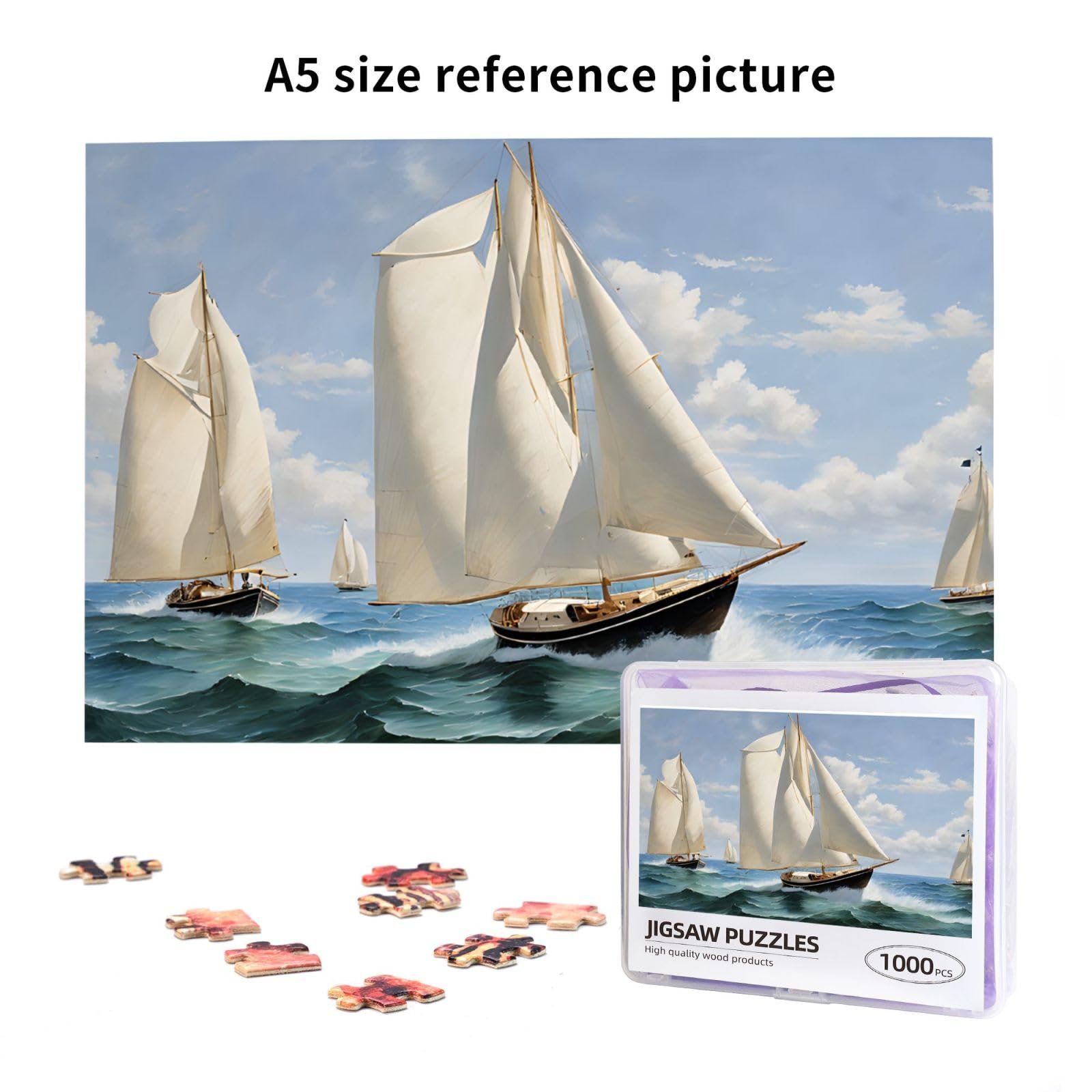 Деревянный пазл Sailboat Ship Landscape 1000 деталей 70 x 50 см, фото №5