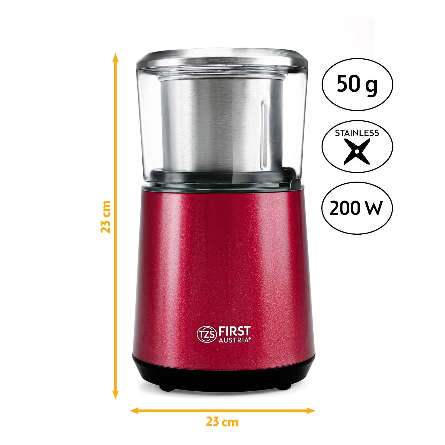 Электрическая кофемолка TZS First Austria 200 Вт, 27 000 об/мин, 50 г, серебристый, фото №2